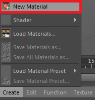 In the Materials Manager, click Create and then New Material